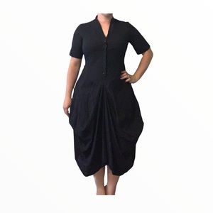 Lunn by Lilith black boho button pleated dress